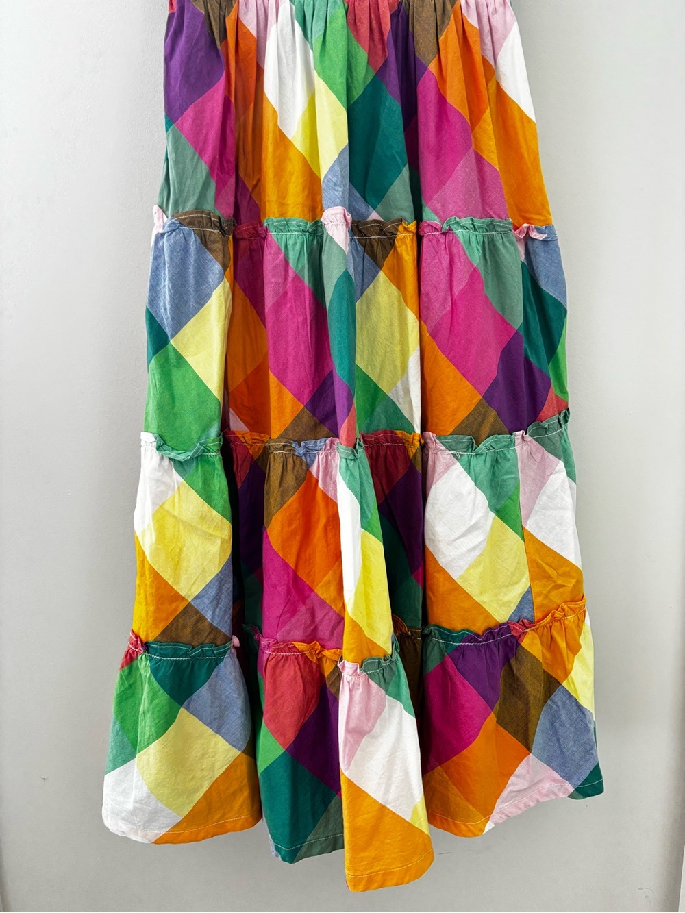 Crown & Ivy Colorful Geometric Smocked Midi Dress XS Flutter Sleeve Cotton - Picture 3 of 10